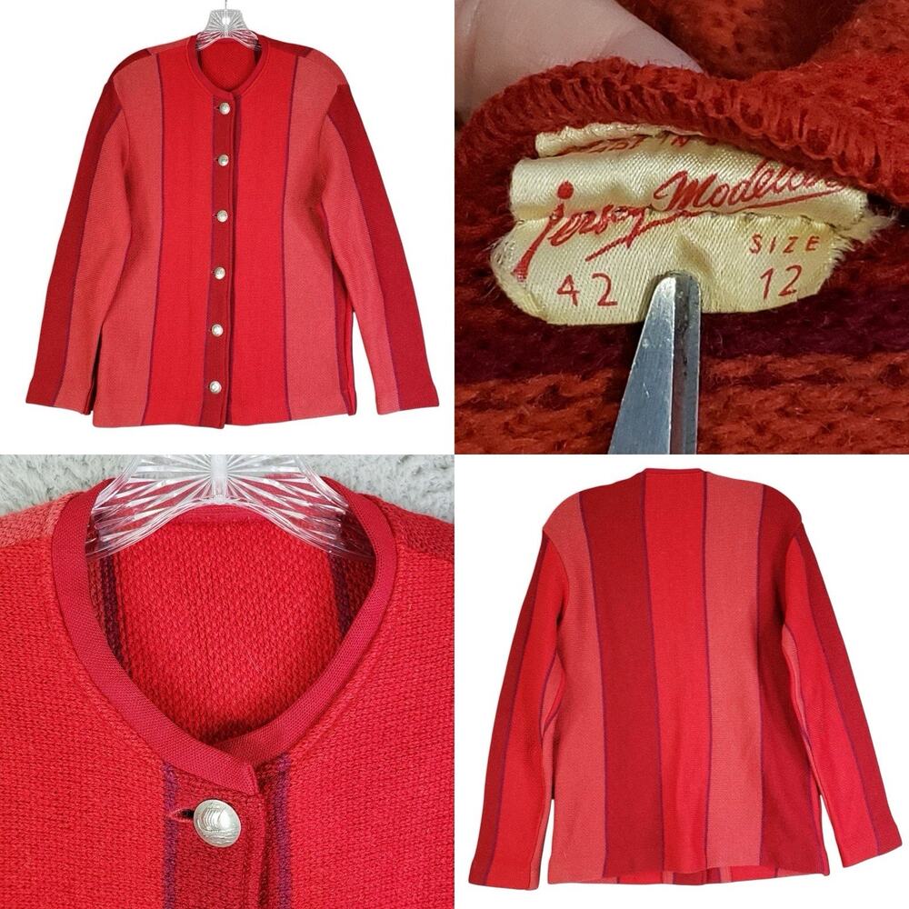 Vtg Swedish Icelandic JERSEY MODELLER 100% Wool Cardigan Sweater SZ 12 Medium